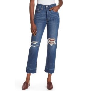 Levi’s 501 Premium Crop Button Fly Jeans in Bottom Line